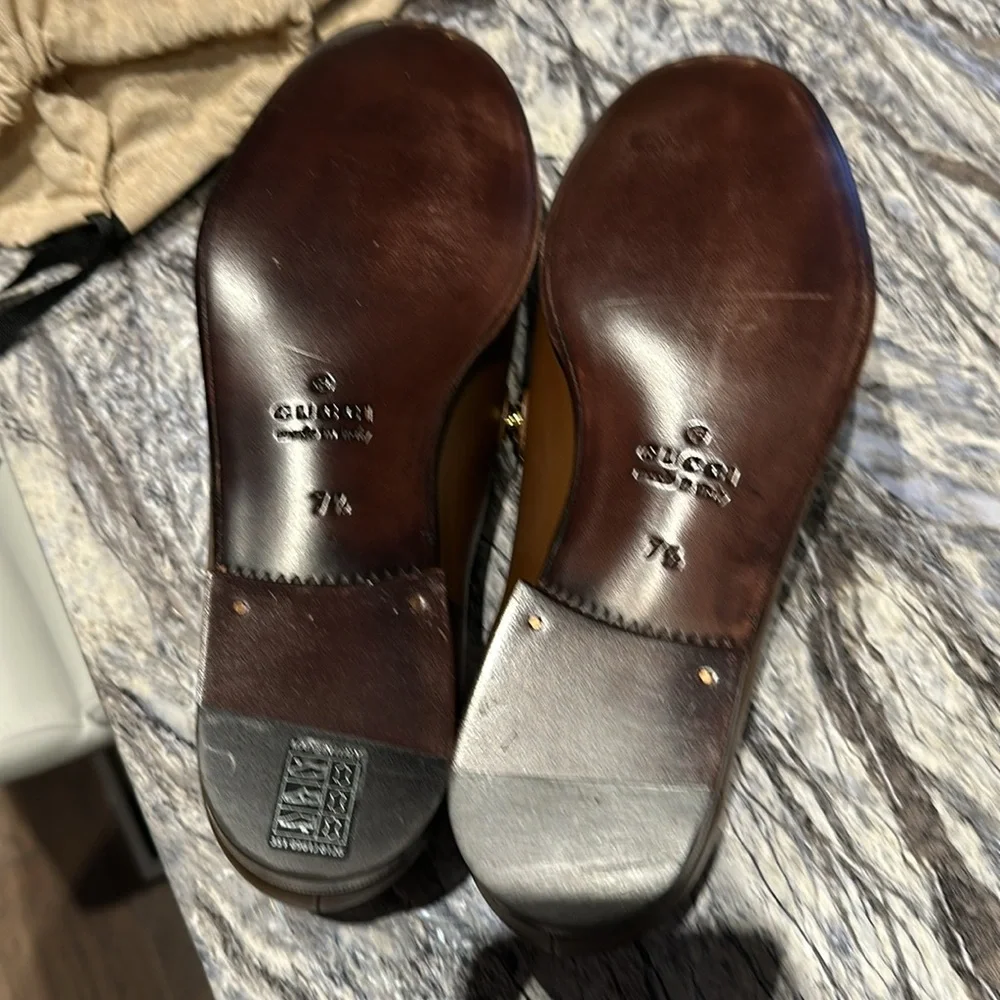 GUCCI BRAND NEW WAXED CALF BROWN SUGAR LOAFERS - Gucci size 7.5/US 9 - Picture 6 of 9